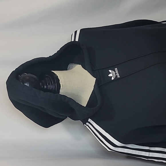 adidas Black Hoodie with White Stripes - Picture 3 of 7